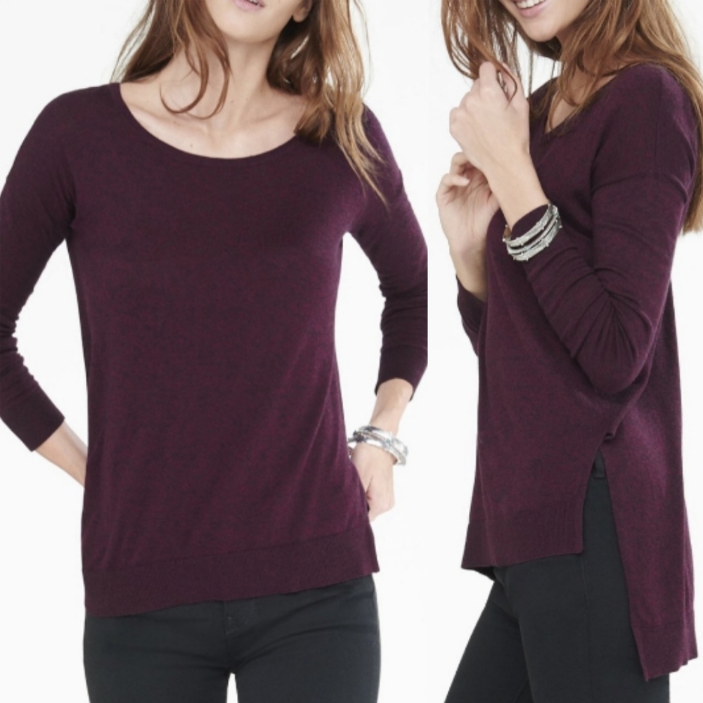 Express Dark Purple Maroon Asymmetrical Tunic Sweater - Size M 💜